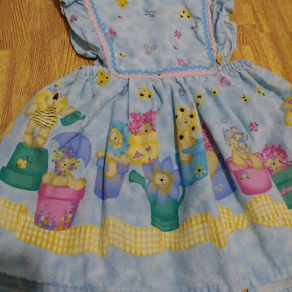 Daisy Kingdom Vintage Handmade Blue Floral Baby Dress and Bloomers Set Size 3/4 - Picture 5 of 14